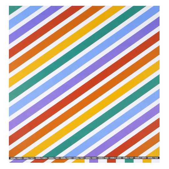 12" x 12" Rainbow Checks & Stripes Double-Sided Cardstock Paper by Recollections™